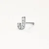 Clearance Diamond Letter J Single Stud Earring in Silver Letter Jewellery | Natural Diamonds