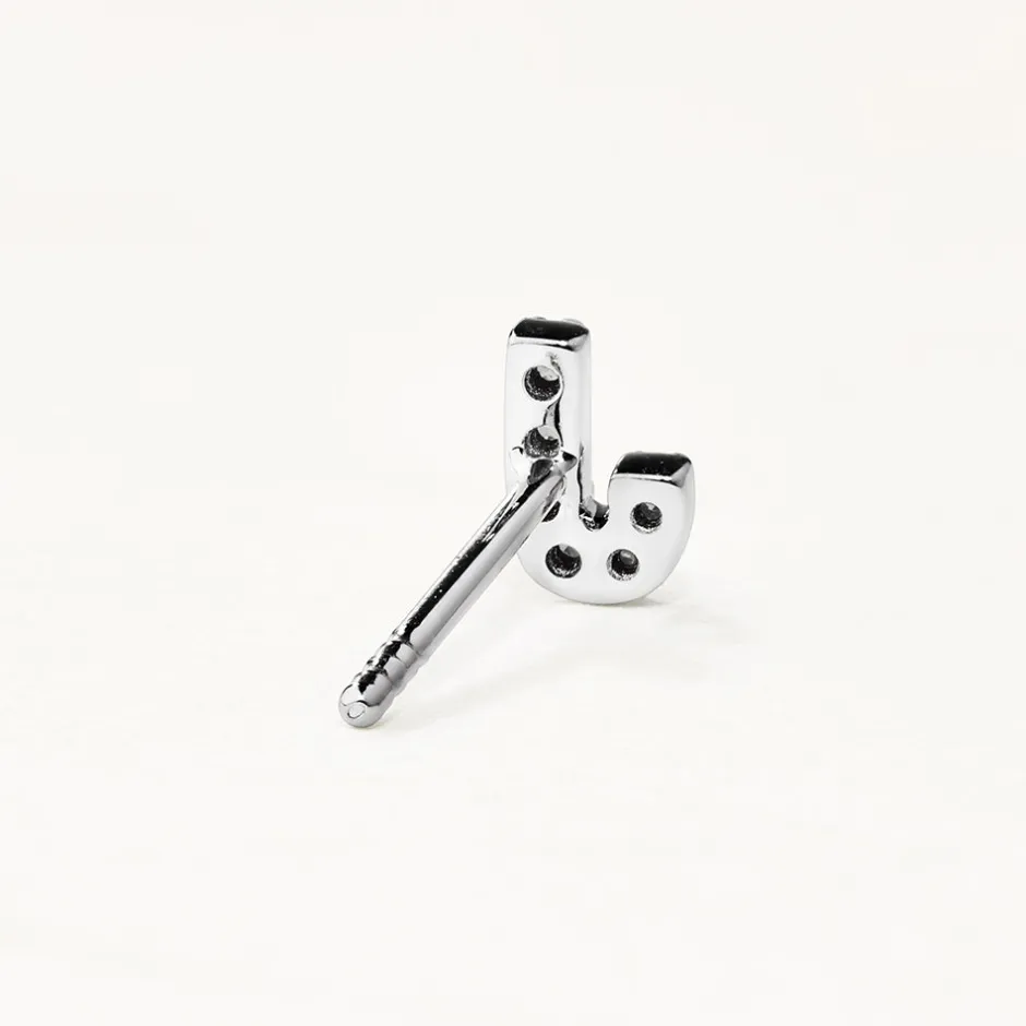 Clearance Diamond Letter J Single Stud Earring in Silver Letter Jewellery | Natural Diamonds