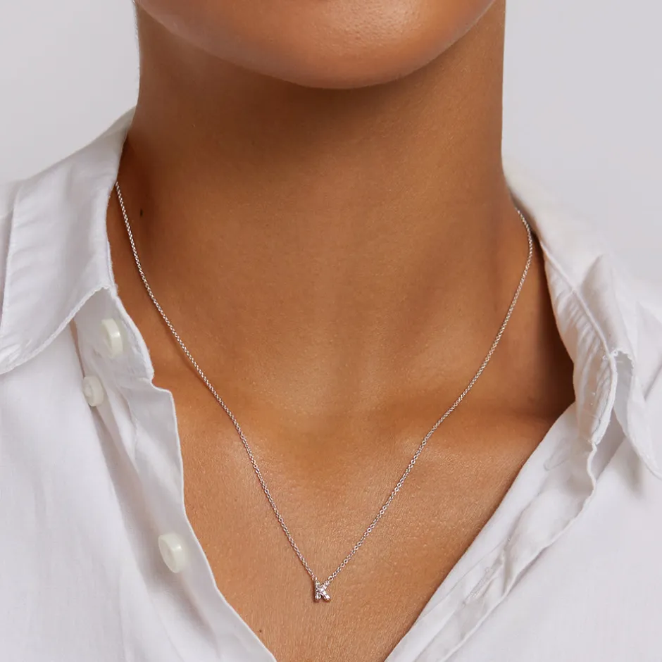 Online Diamond Letter K Necklace in Silver Letter Jewellery | Natural Diamonds