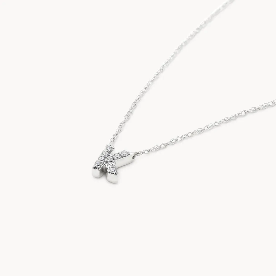 Online Diamond Letter K Necklace in Silver Letter Jewellery | Natural Diamonds
