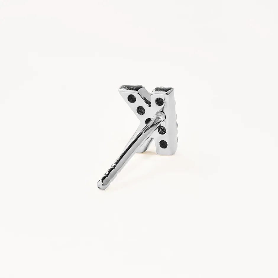 New Diamond Letter K Single Stud Earring in Silver Letter Jewellery | Natural Diamonds