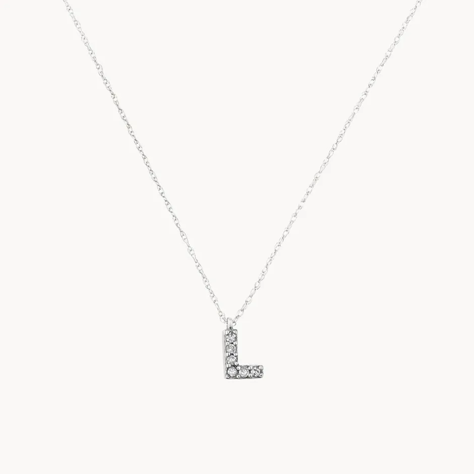 Clearance Diamond Letter L Necklace in Silver Best Friend Gifts | Letter Jewellery