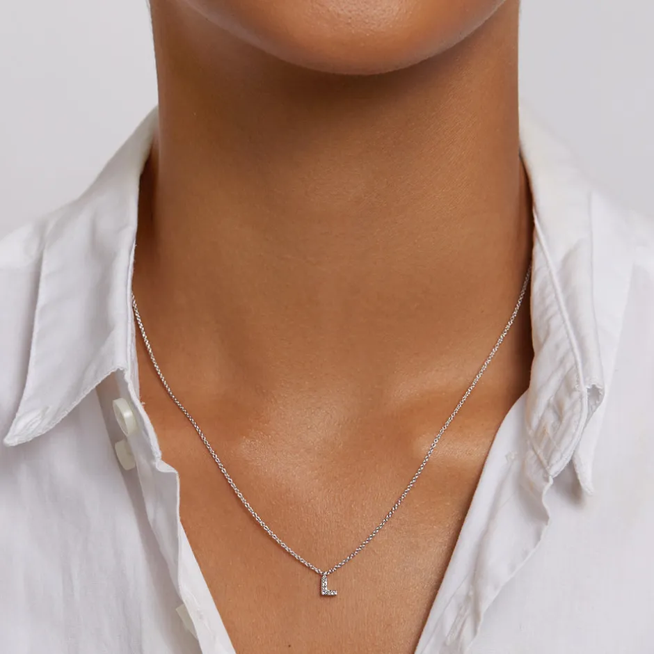 Clearance Diamond Letter L Necklace in Silver Best Friend Gifts | Letter Jewellery
