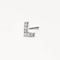 Hot Diamond Letter L Single Stud Earring in Silver Letter Jewellery | Natural Diamonds