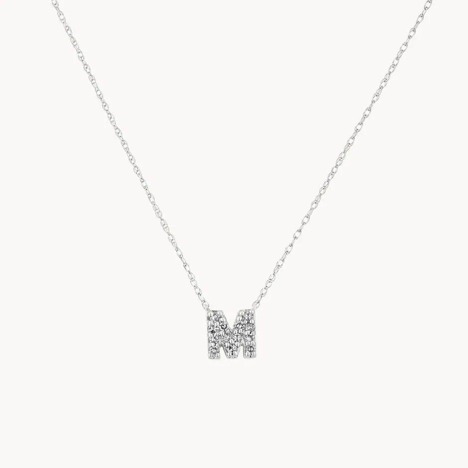 Best Diamond Letter M Necklace in Silver Best Friend Gifts | Letter Jewellery