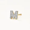 Clearance Diamond Letter M Single Stud Earring in 10k Gold Letter Jewellery | Natural Diamonds