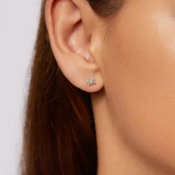 New Diamond Letter M Single Stud Earring in Silver Letter Jewellery | Natural Diamonds