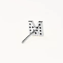 New Diamond Letter M Single Stud Earring in Silver Letter Jewellery | Natural Diamonds