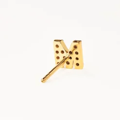 Clearance Diamond Letter M Single Stud Earring in 10k Gold Letter Jewellery | Natural Diamonds