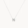 Sale Diamond Letter N Necklace in Silver Letter Jewellery | Natural Diamonds
