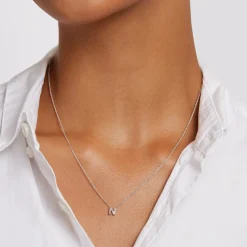 Sale Diamond Letter N Necklace in Silver Letter Jewellery | Natural Diamonds
