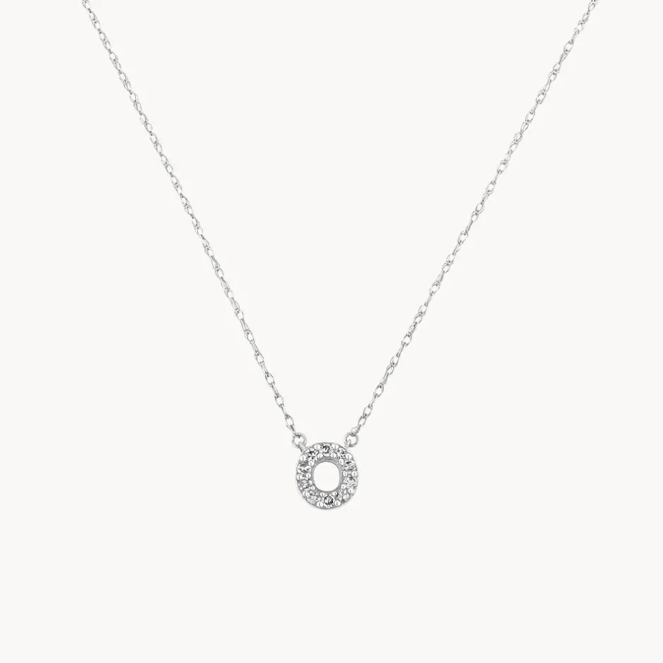 Clearance Diamond Letter O Necklace in Silver Letter Jewellery | Natural Diamonds