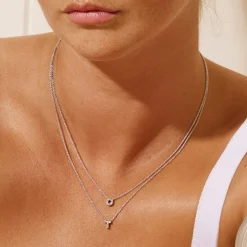 Clearance Diamond Letter O Necklace in Silver Letter Jewellery | Natural Diamonds