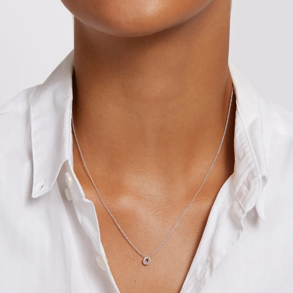 Clearance Diamond Letter O Necklace in Silver Letter Jewellery | Natural Diamonds
