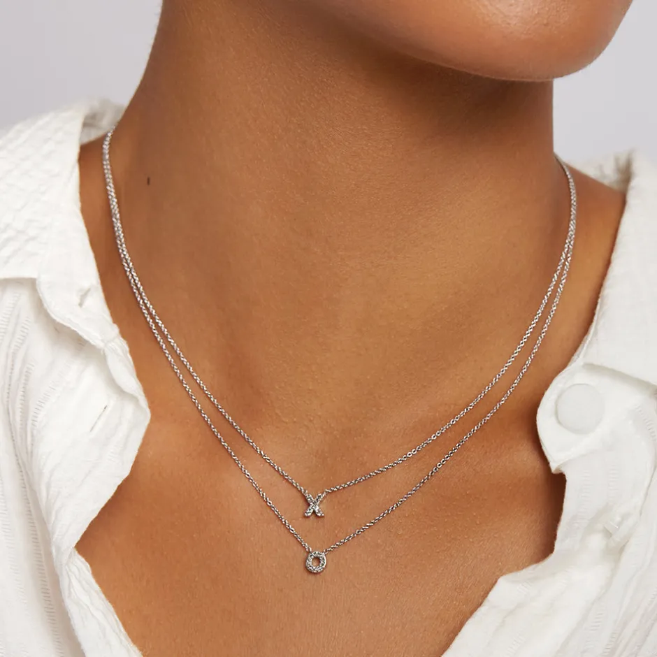 Clearance Diamond Letter O Necklace in Silver Letter Jewellery | Natural Diamonds