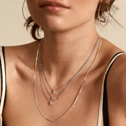 Clearance Diamond Letter O Necklace in Silver Letter Jewellery | Natural Diamonds