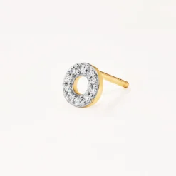 Online Diamond Letter O Single Stud Earring in 10k Gold Letter Jewellery | Natural Diamonds