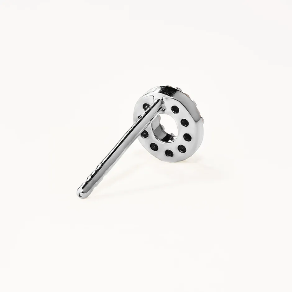 Fashion Diamond Letter O Single Stud Earring in Silver Letter Jewellery | Natural Diamonds