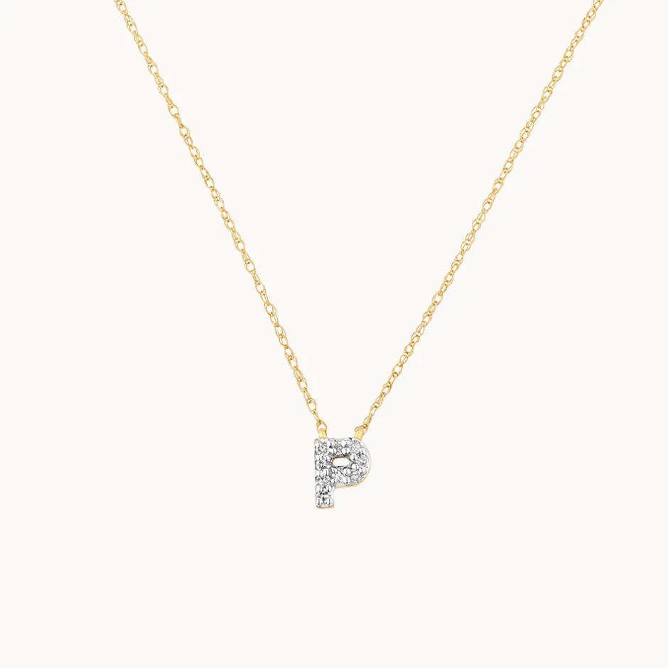 Sale Diamond Letter P Necklace in 10k Gold Letter Jewellery | Natural Diamonds