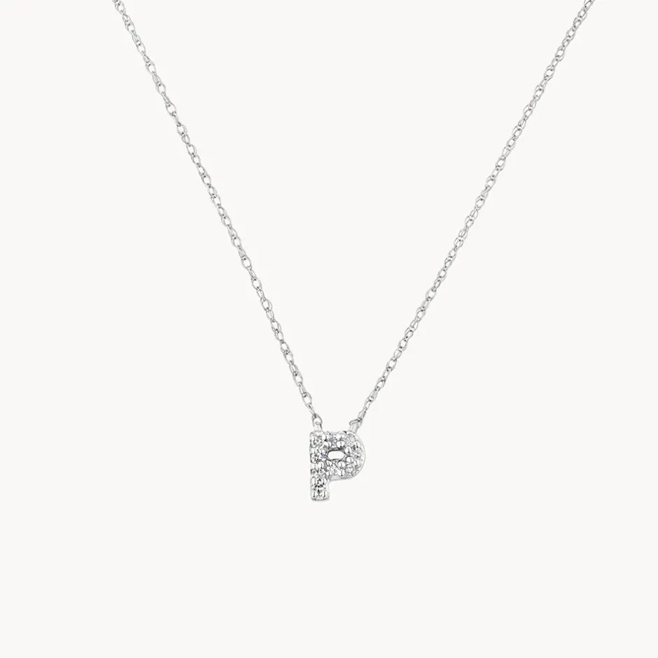 Hot Diamond Letter P Necklace in Silver Letter Jewellery | Natural Diamonds