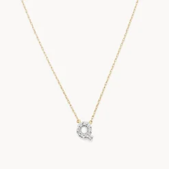 Online Diamond Letter Q Necklace in 10k Gold Letter Jewellery | Natural Diamonds