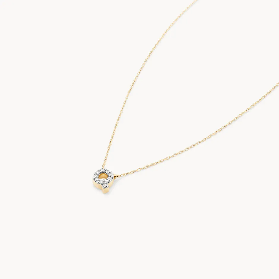Online Diamond Letter Q Necklace in 10k Gold Letter Jewellery | Natural Diamonds