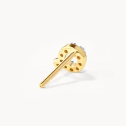 Fashion Diamond Letter Q Single Stud Earring in 10k Gold Letter Jewellery | Natural Diamonds