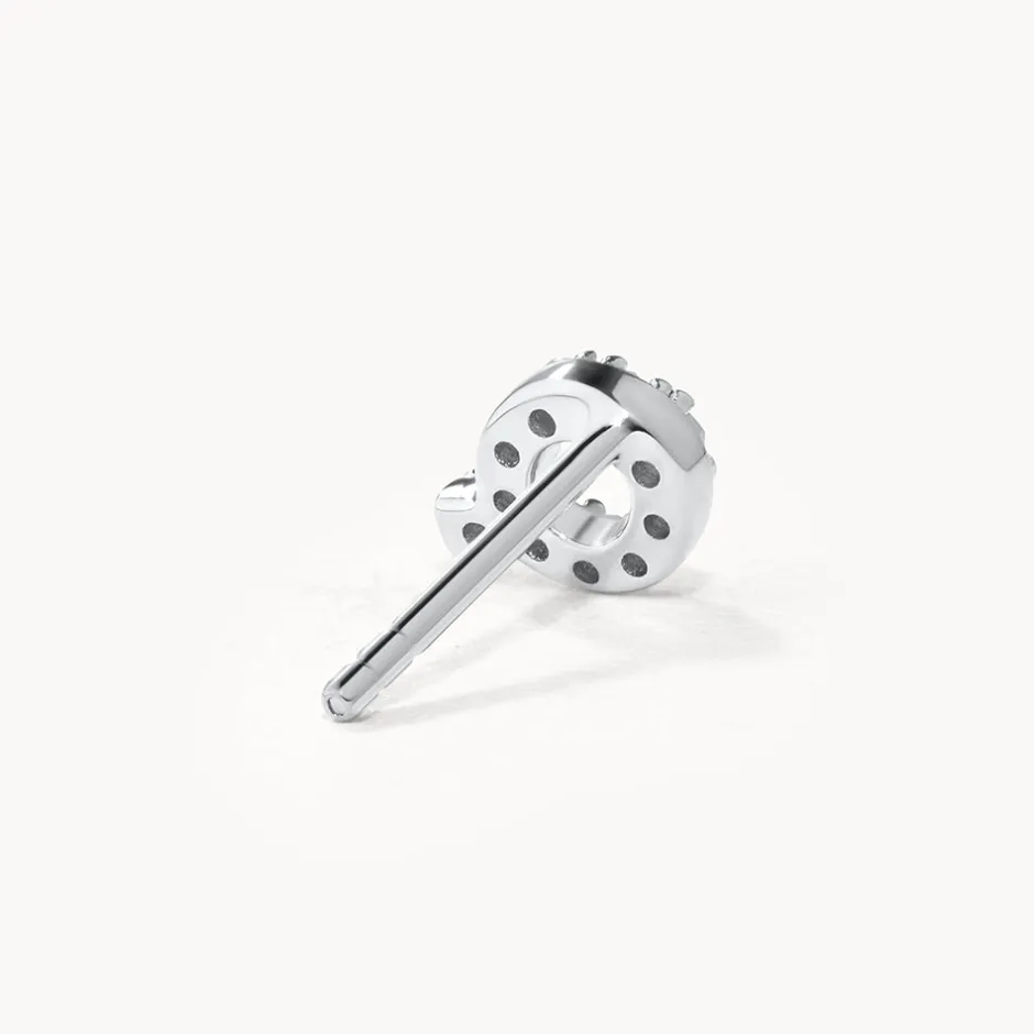 New Diamond Letter Q Single Stud Earring in Silver Letter Jewellery | Natural Diamonds