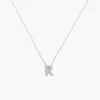 Outlet Diamond Letter R Necklace in Silver Letter Jewellery | Natural Diamonds