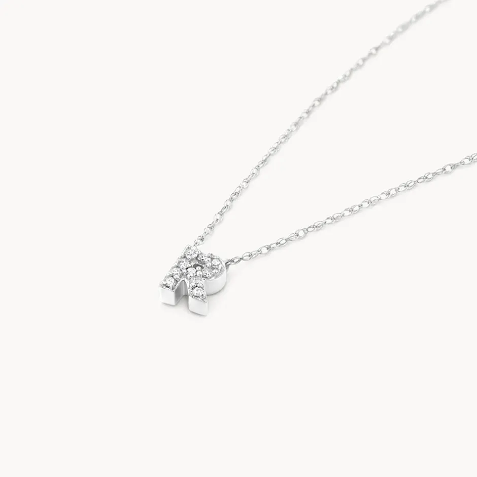 Outlet Diamond Letter R Necklace in Silver Letter Jewellery | Natural Diamonds