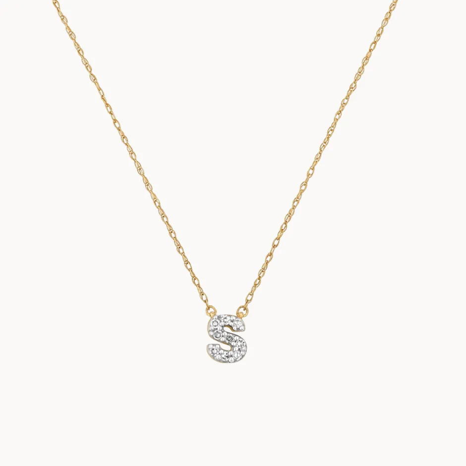 Hot Diamond Letter S Necklace in 10k Gold Letter Jewellery | Natural Diamonds