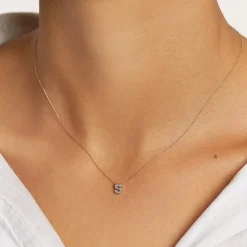 Hot Diamond Letter S Necklace in 10k Gold Letter Jewellery | Natural Diamonds