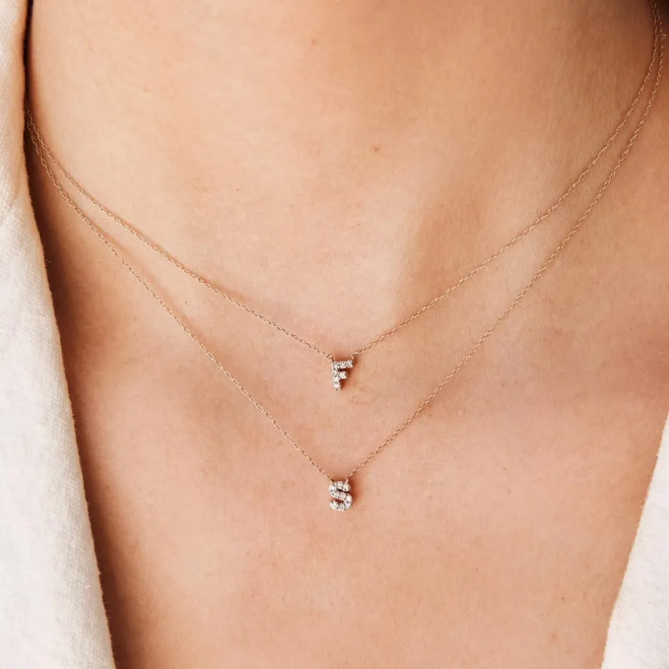 Hot Diamond Letter S Necklace in 10k Gold Letter Jewellery | Natural Diamonds
