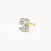 Best Diamond Letter S Single Stud Earring in 10k Gold Letter Jewellery | Natural Diamonds