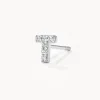Online Diamond Letter T Single Stud Earring in Silver Letter Jewellery | Natural Diamonds