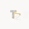 Outlet Diamond Letter T Single Stud Earring in 10k Gold Letter Jewellery | Natural Diamonds