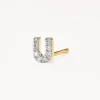 Hot Diamond Letter U Single Stud Earring in 10k Gold Letter Jewellery | Natural Diamonds