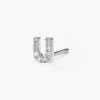 Sale Diamond Letter U Single Stud Earring in Silver Letter Jewellery | Natural Diamonds