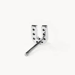Sale Diamond Letter U Single Stud Earring in Silver Letter Jewellery | Natural Diamonds