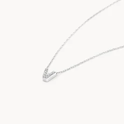 Best Diamond Letter V Necklace in Silver Letter Jewellery | Natural Diamonds