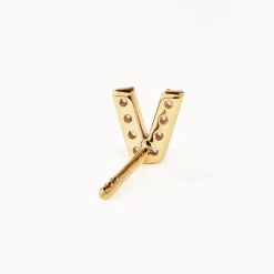 Hot Diamond Letter V Single Stud Earring in 10k Gold Letter Jewellery | Natural Diamonds