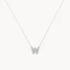 Best Diamond Letter W Necklace in Silver Letter Jewellery | Natural Diamonds