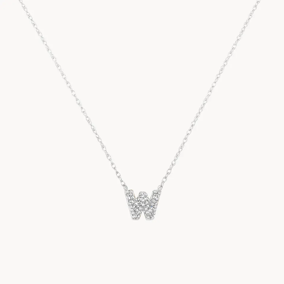 Best Diamond Letter W Necklace in Silver Letter Jewellery | Natural Diamonds