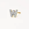 Online Diamond Letter W Single Stud Earring in 10k Gold Letter Jewellery | Natural Diamonds