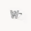 Discount Diamond Letter W Single Stud Earring in Silver Letter Jewellery | Natural Diamonds