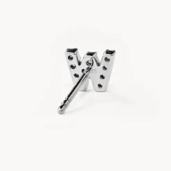 Discount Diamond Letter W Single Stud Earring in Silver Letter Jewellery | Natural Diamonds