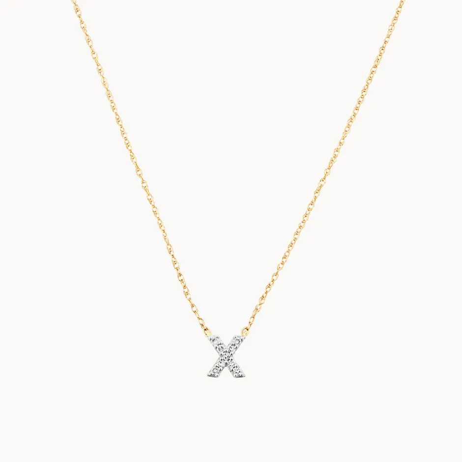 Sale Diamond Letter X Necklace in 10k Gold Letter Jewellery | Natural Diamonds