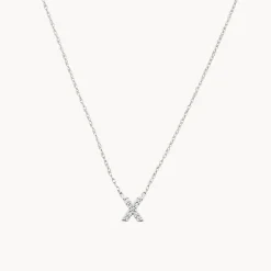 Best Diamond Letter X Necklace in Silver Letter Jewellery | Natural Diamonds