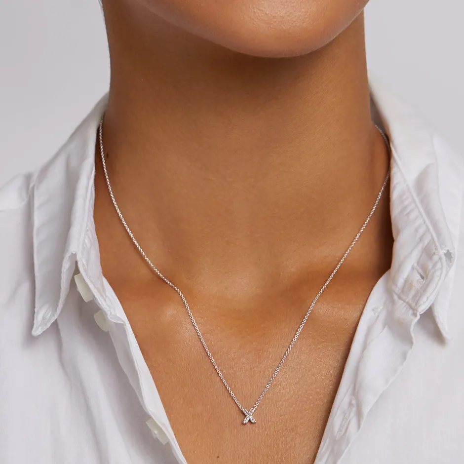 Best Diamond Letter X Necklace in Silver Letter Jewellery | Natural Diamonds