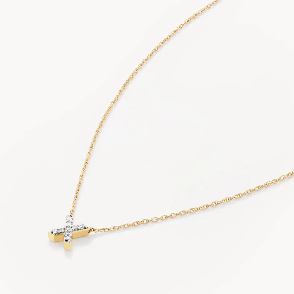 Sale Diamond Letter X Necklace in 10k Gold Letter Jewellery | Natural Diamonds